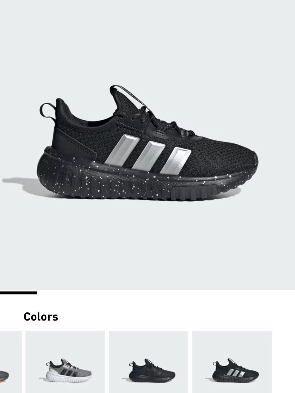adidas Kids Black Sneakers with Silver Three-Stripes